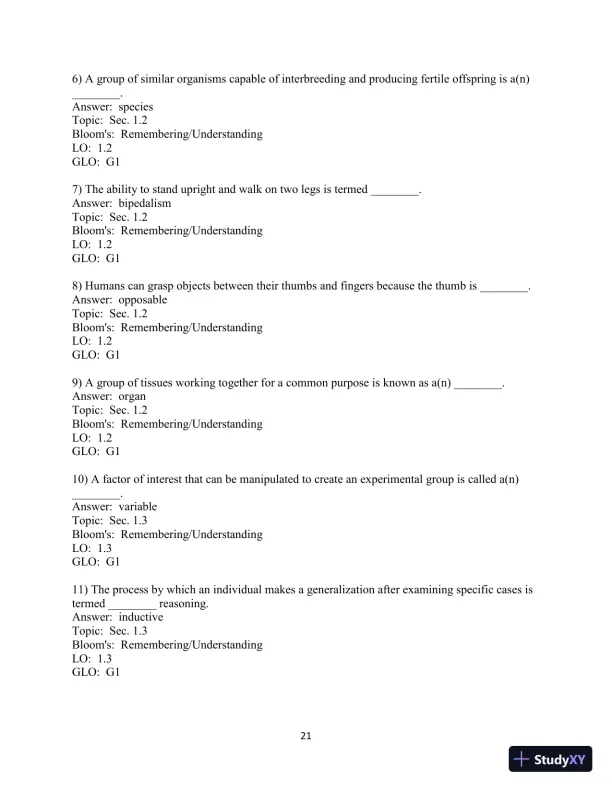 Human Biology: Concepts And Current Issues, 8th Edition Test Bank - Page 22 preview image