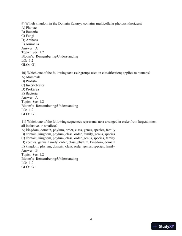 Human Biology: Concepts And Current Issues, 8th Edition Test Bank - Page 5 preview image