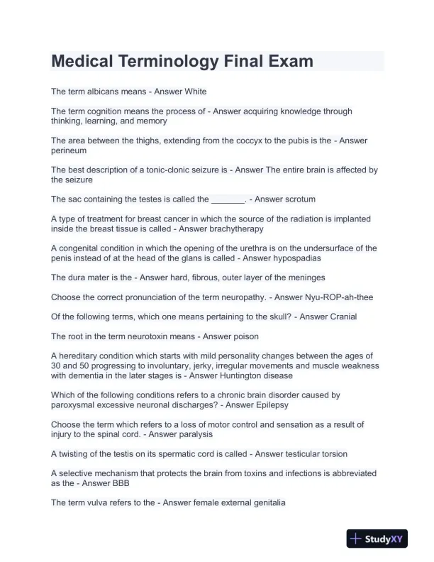 Medicine Final Exam With Answers (484 Solved Questions) - Page 1 preview image