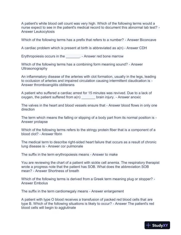 Medicine Final Exam With Answers (484 Solved Questions) - Page 6 preview image