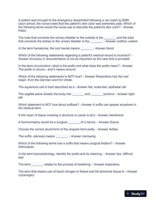 Medicine Final Exam With Answers (484 Solved Questions) - Page 8 preview image