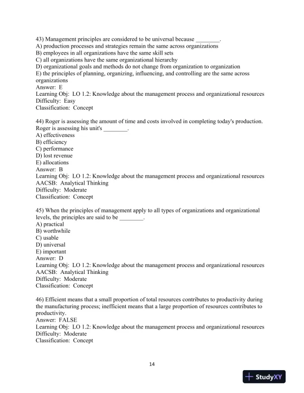 Test Bank for Modern Management, 15th Edition - Page 15 preview image