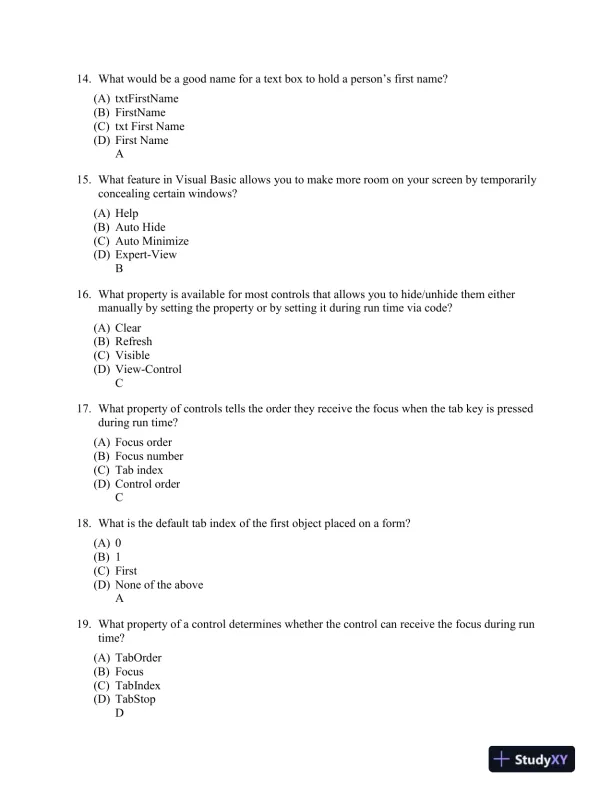 Introduction to Programming Using Visual Basic 10th Edition Test Bank - Page 11 preview image