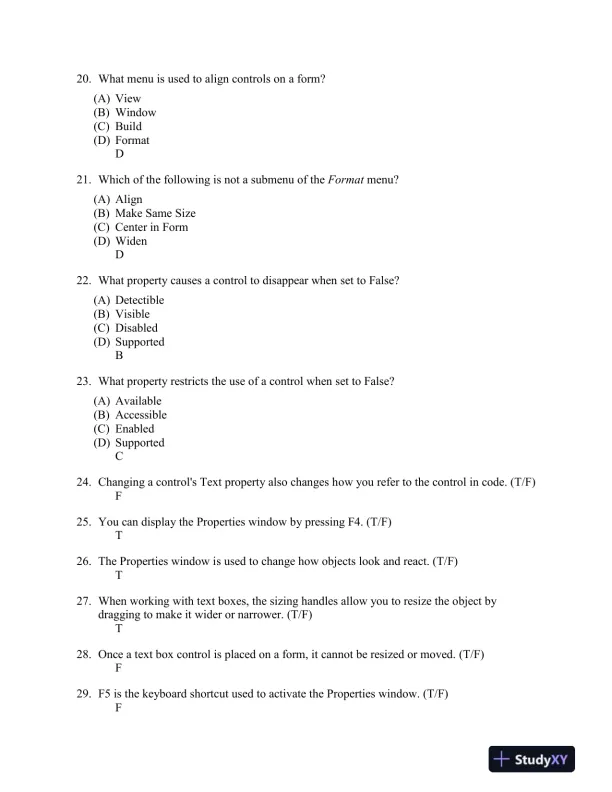 Introduction to Programming Using Visual Basic 10th Edition Test Bank - Page 12 preview image