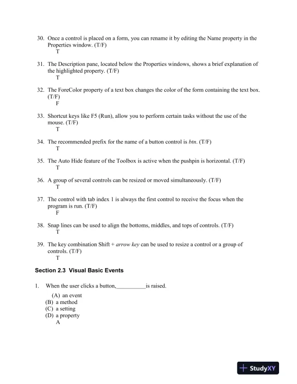 Introduction to Programming Using Visual Basic 10th Edition Test Bank - Page 13 preview image