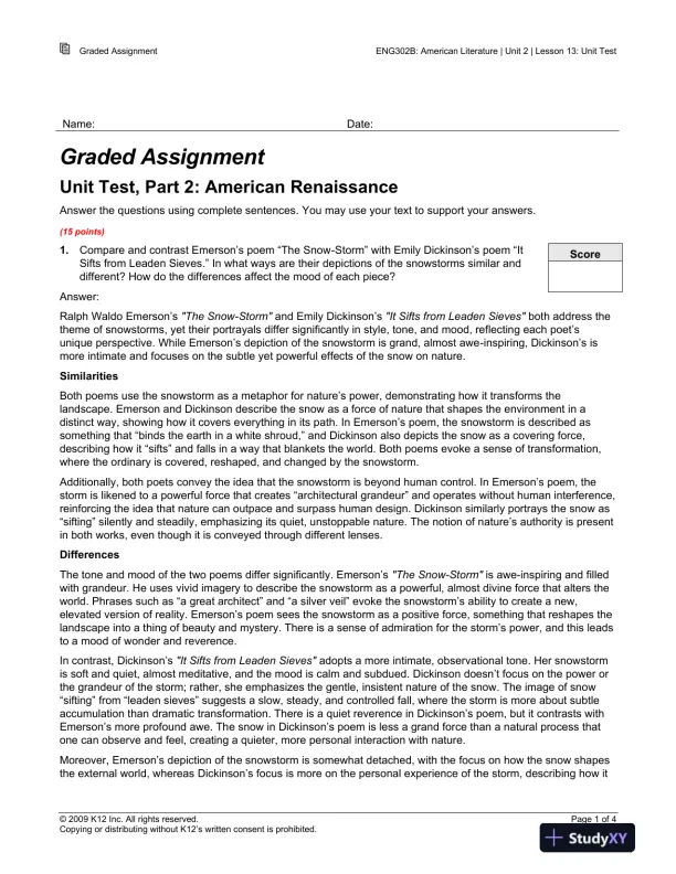 ENG302B: American Literature - Page 1 preview image