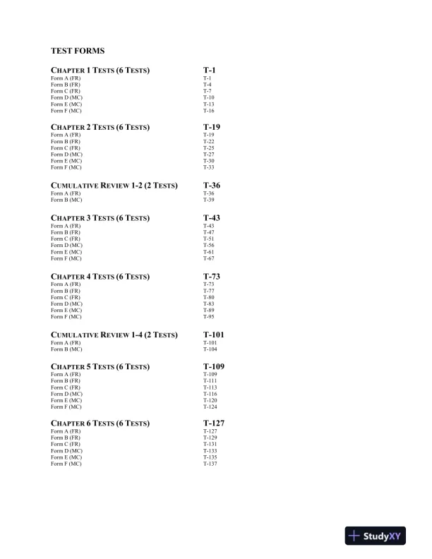 Test Bank for Introductory Algebra for College Students, 6th Edition - Page 1 preview image