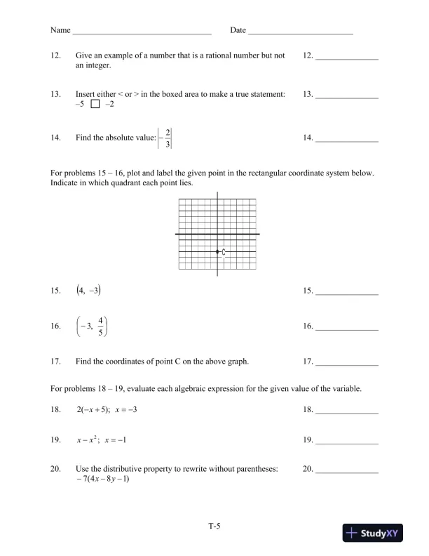 Test Bank for Introductory Algebra for College Students, 6th Edition - Page 8 preview image