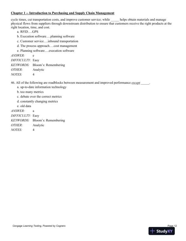 Test Bank For Purchasing And Supply Chain Management, 6th Edition - Page 13 preview image