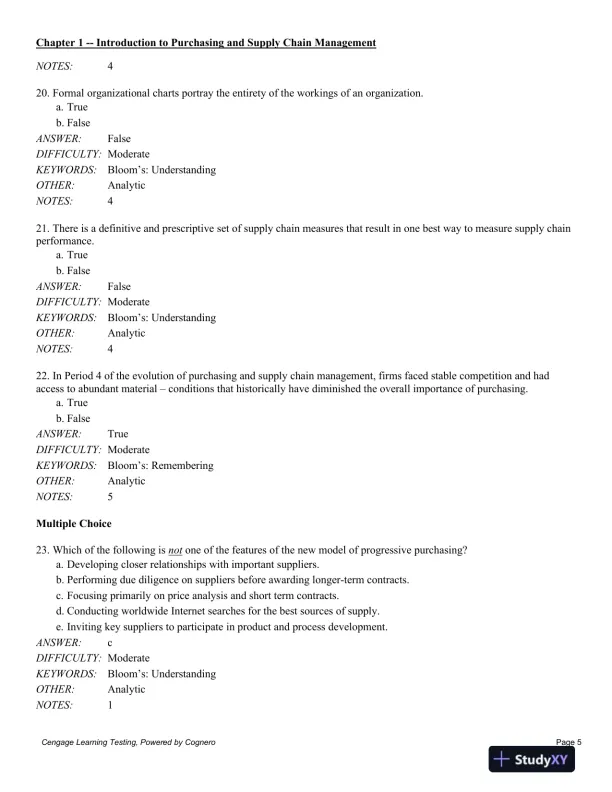 Test Bank For Purchasing And Supply Chain Management, 6th Edition - Page 6 preview image