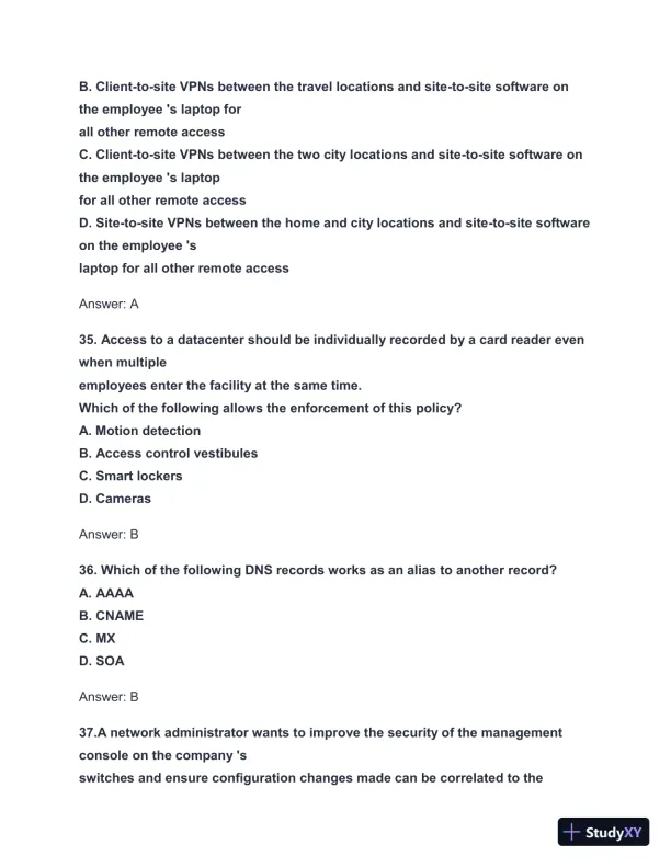 2024-2025 N10-008 Network+ Practice Exam with Answers (131 Solved Questions) - Page 15 preview image