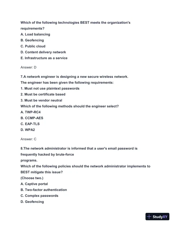 2024-2025 N10-008 Network+ Practice Exam with Answers (131 Solved Questions) - Page 4 preview image
