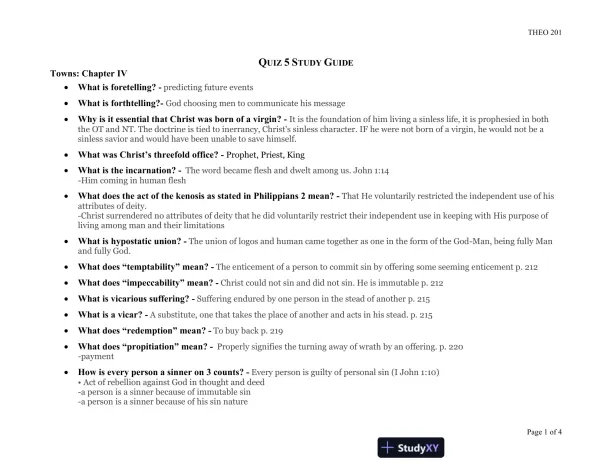 THEO 201 Quiz 5 Study Guide - Page 1 preview image