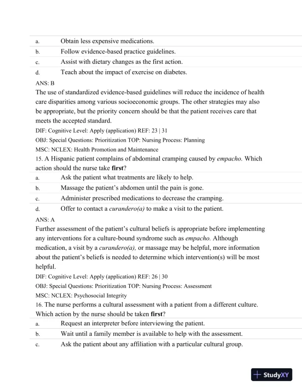 Test Bank For Medical-Surgical Nursing: Assessment and Management of Clinical Problems, 9th Edition - Page 19 preview image