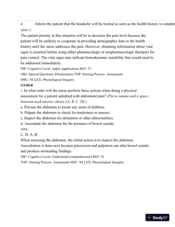 Test Bank For Medical-Surgical Nursing: Assessment and Management of Clinical Problems, 9th Edition - Page 28 preview image