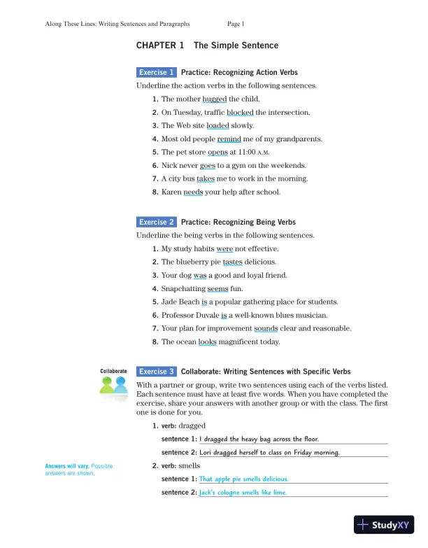 Solution Manual for Along These Lines: Writing Sentences and Paragraphs, 7th Edition - Page 3 preview image