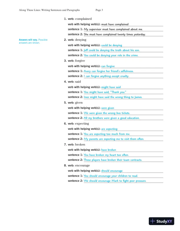 Solution Manual for Along These Lines: Writing Sentences and Paragraphs, 7th Edition - Page 5 preview image