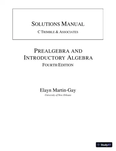 Solution Manual for Prealgebra and Introductory Algebra, 4th Edition - Page 1 preview image