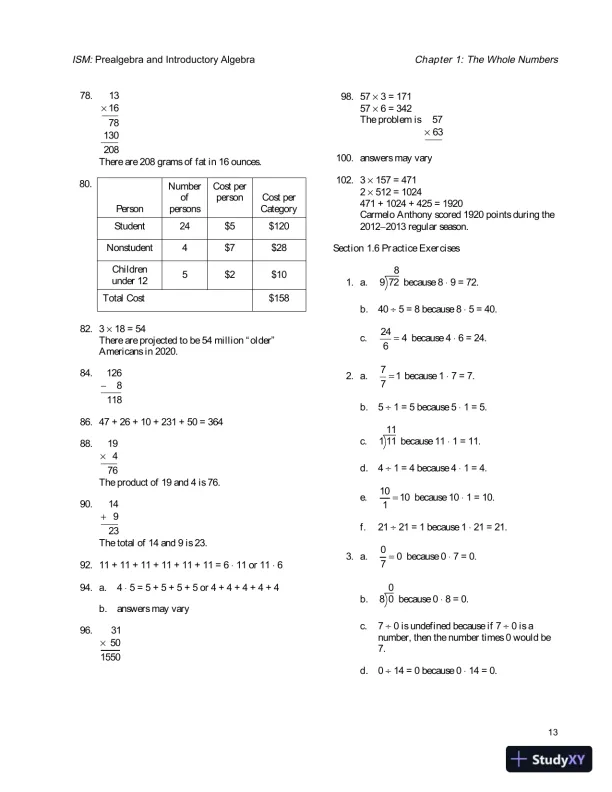 Solution Manual for Prealgebra and Introductory Algebra, 4th Edition - Page 16 preview image