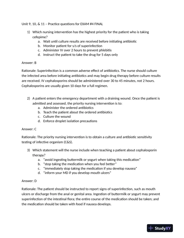 Critical Care Practice Exam With Answers (72 Solved Questions) - Page 1 preview image