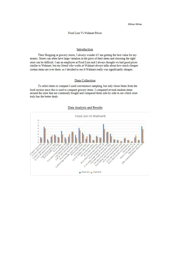 Comparative Analysis of Food Lion and Walmart Pric - Page 1 preview image