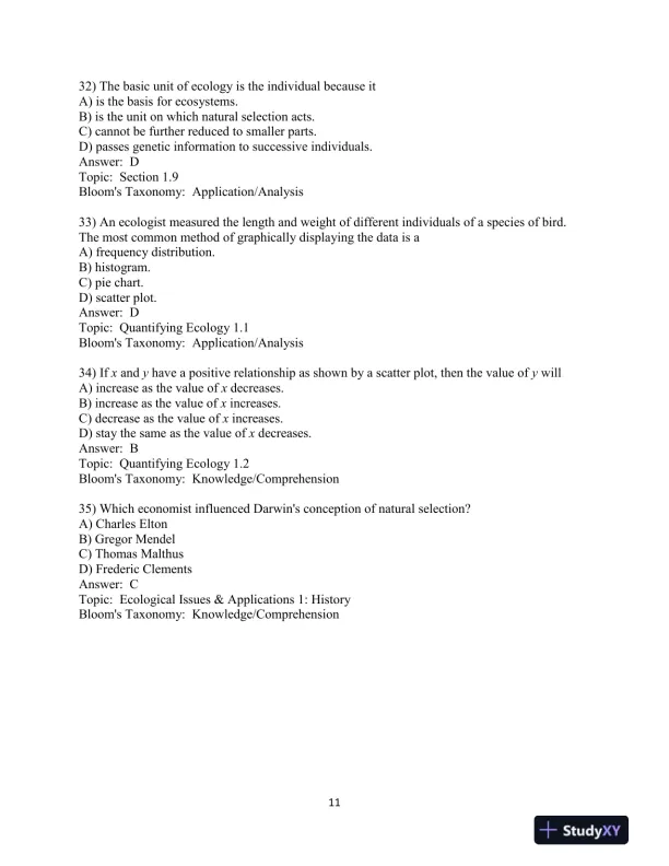 Test Bank For Elements Of Ecology, 9th Edition - Page 12 preview image