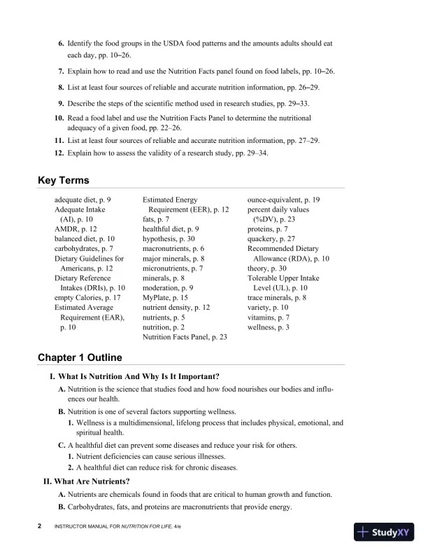 Revision Notes for Nutrition for Life, 4th Edition - Page 5 preview image