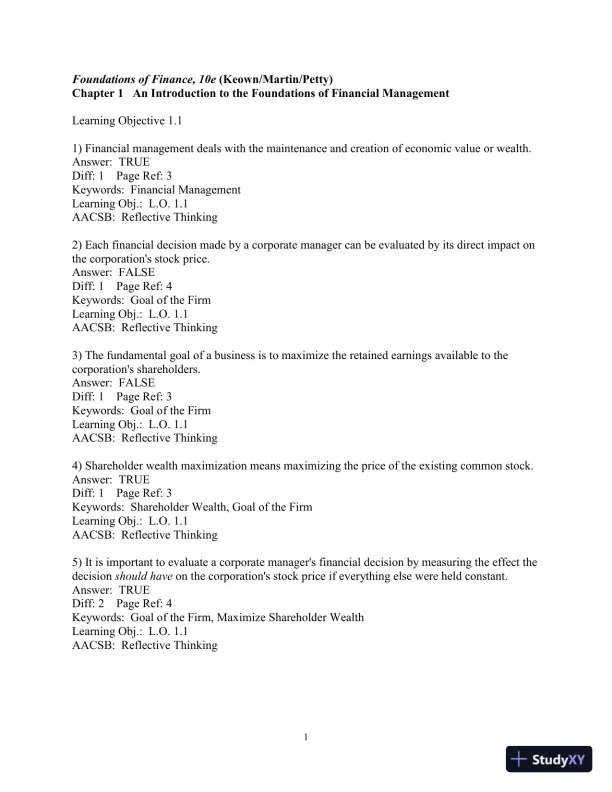 Test Bank for Foundations Of Finance, 5th Edition - Page 3 preview image