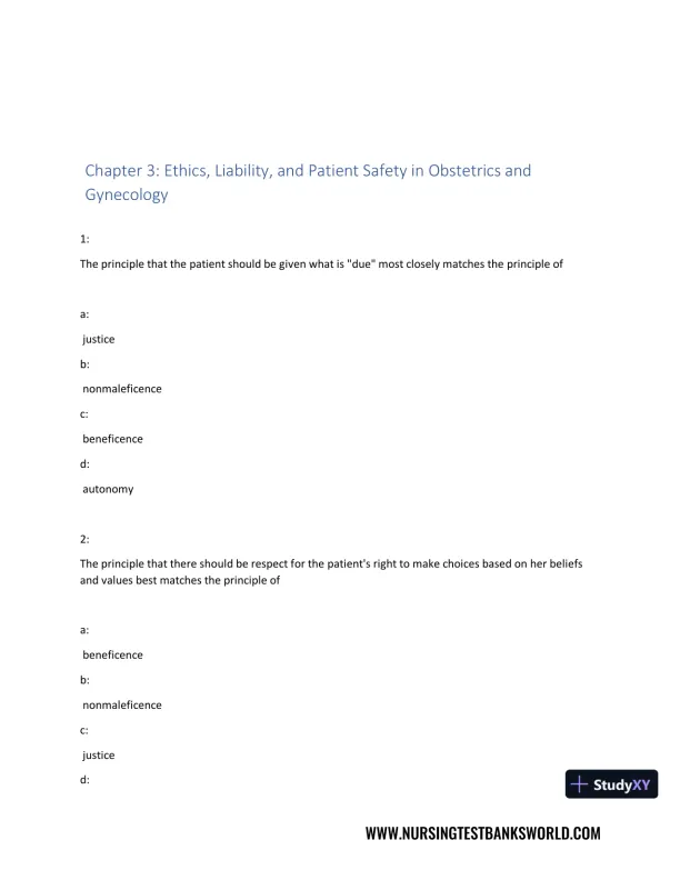 Test Bank For Beckmann and Ling's Obstetrics Gynecology, 8th Edition - Page 22 preview image