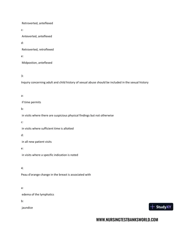 Test Bank For Beckmann and Ling's Obstetrics Gynecology, 8th Edition - Page 3 preview image