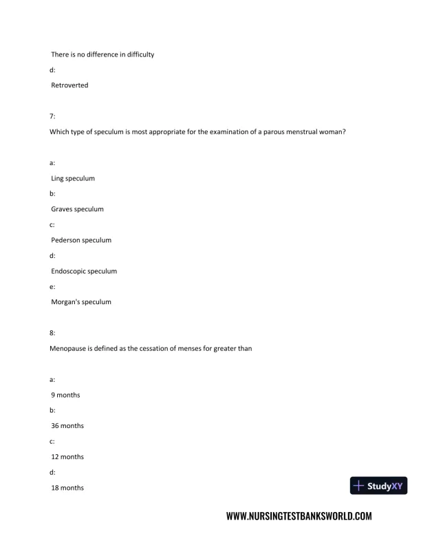 Test Bank For Beckmann and Ling's Obstetrics Gynecology, 8th Edition - Page 5 preview image