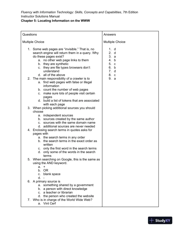 Solution Manual for Fluency With Information Technology, 7th Edition - Page 17 preview image