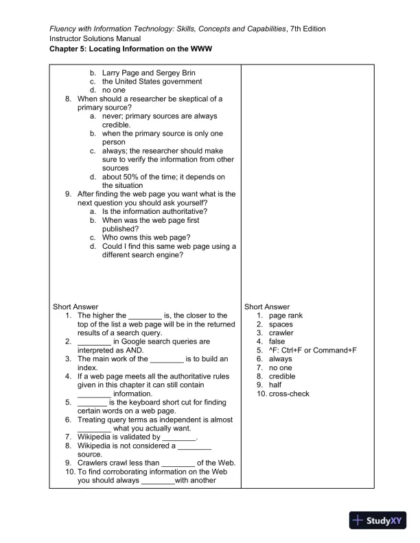 Solution Manual for Fluency With Information Technology, 7th Edition - Page 18 preview image