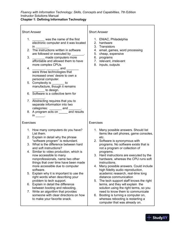 Solution Manual for Fluency With Information Technology, 7th Edition - Page 3 preview image