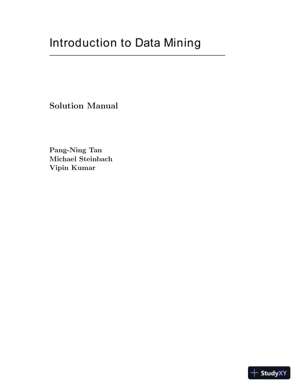 Solution Manual for Introduction to Data Mining, 2nd Edition - Page 1 preview image