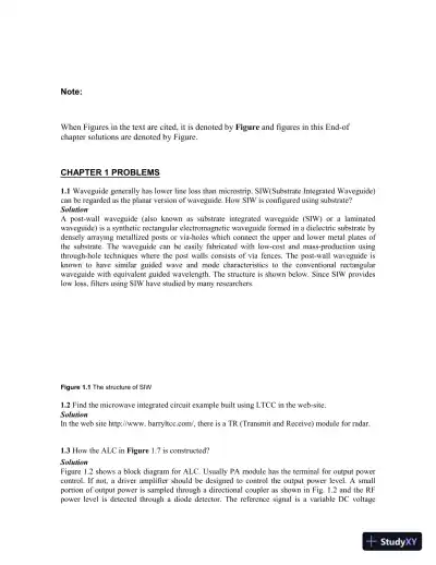Solution Manual for Microwave Circuit Design A Practical Approach Using ADS, 1st Edition - Page 1 preview image
