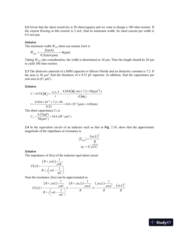 Solution Manual for Microwave Circuit Design A Practical Approach Using ADS, 1st Edition - Page 5 preview image