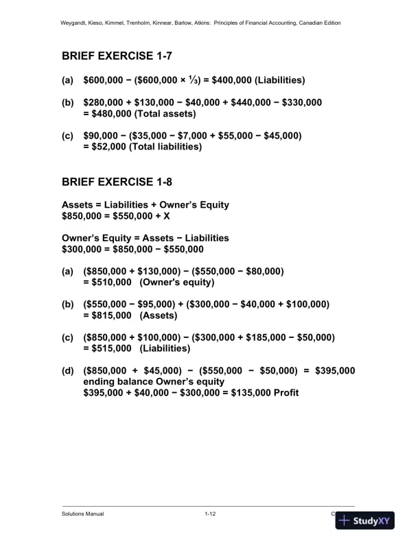 Solution Manual for Principles of Financial Accounting, Canadian Edition - Page 13 preview image