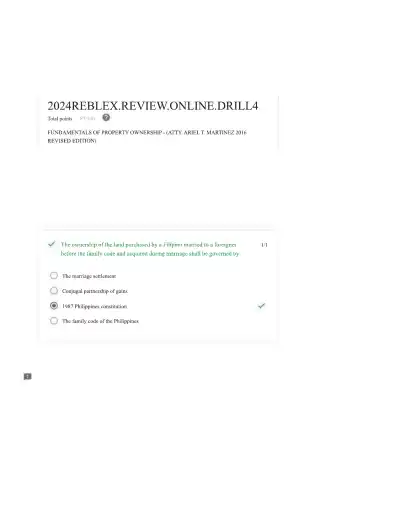 Property Law Drill 4 Marital Property, Land Owners - Page 1 preview image