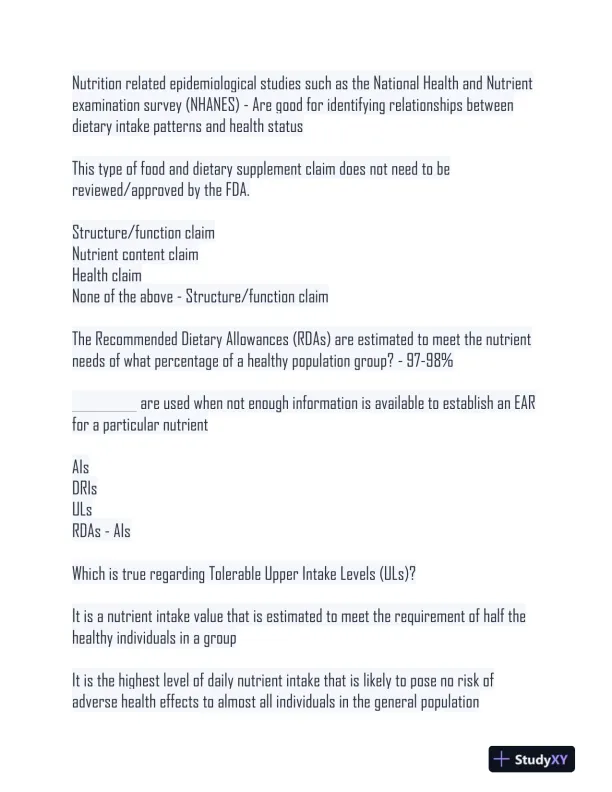 2024 NUSC1165 Nutrition Final Exam Versions With Answers (120 Solved Questions) - Page 8 preview image