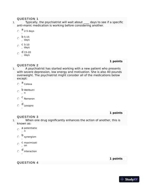 Pharmacology Final Exam with Answers (50 Solved Questions) - Page 1 preview image
