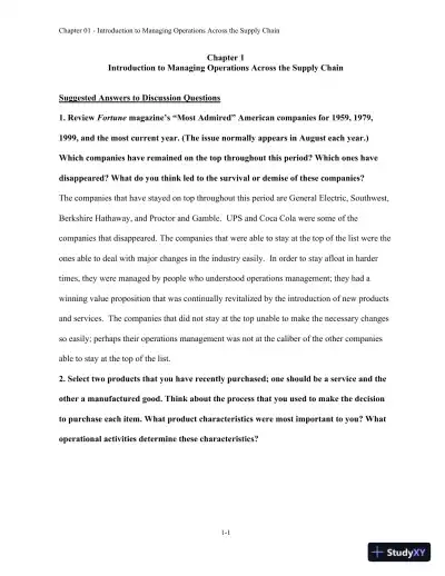 Managing Operations Across the Supply Chain 3rd Edition Solution Manual - Page 1 preview image