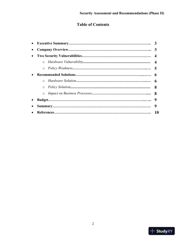 SE571 Principles of Information Security and Privacy Security Assessment and Recommendations (Phase II) - Page 3 preview image