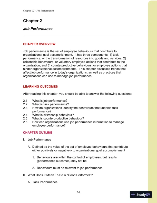 Organizational Behaviour: Improving Performance And Commitment In The Workplace, Second Canadian Edition Solution Manual - Page 15 preview image