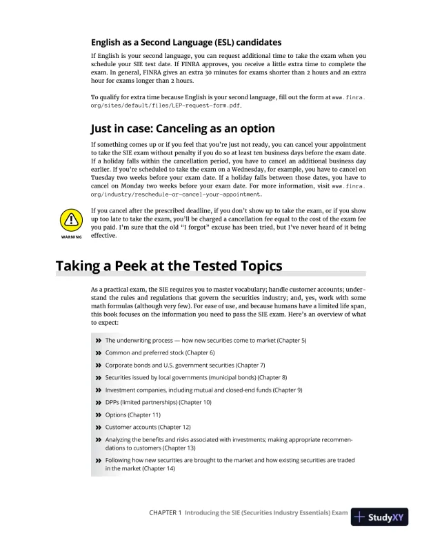 Securities Industry Essentials Exam 2023-2024 For Dummies (2022) - Page 30 preview image