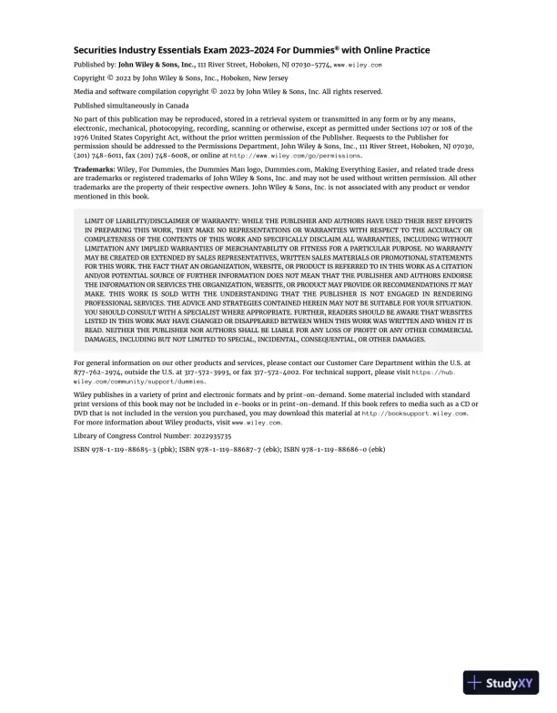 Securities Industry Essentials Exam 2023-2024 For Dummies (2022) - Page 7 preview image