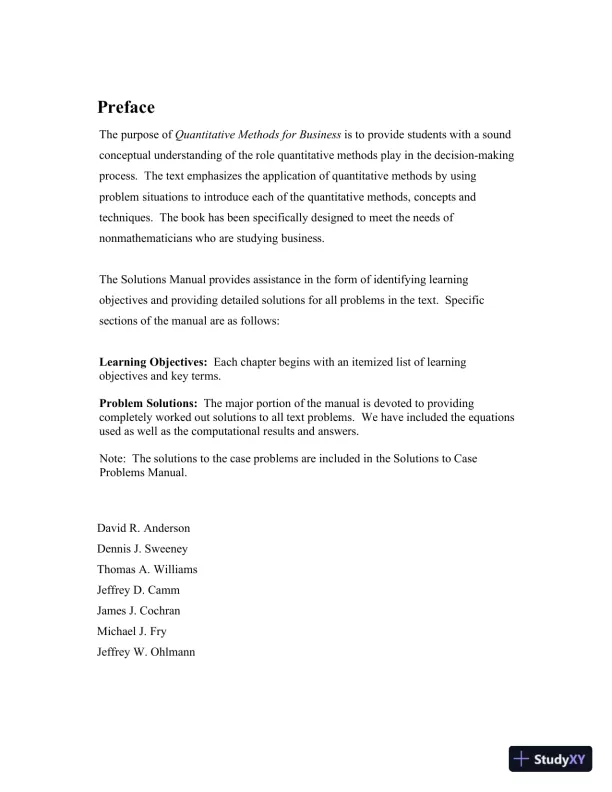 Quantitative Methods For Business, 12th Edition Solution Manual - Page 4 preview image