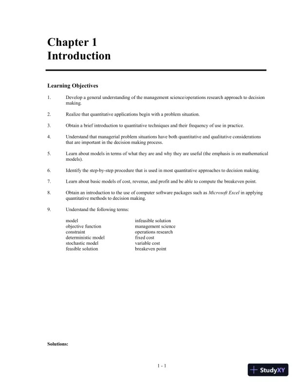 Quantitative Methods For Business, 12th Edition Solution Manual - Page 5 preview image
