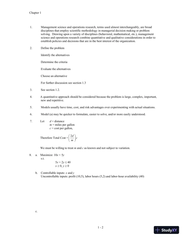 Quantitative Methods For Business, 12th Edition Solution Manual - Page 6 preview image
