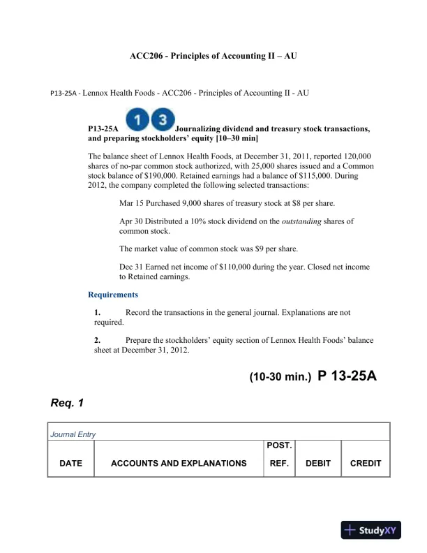 ACC206 - Principles of Accounting II � AU - Page 1 preview image